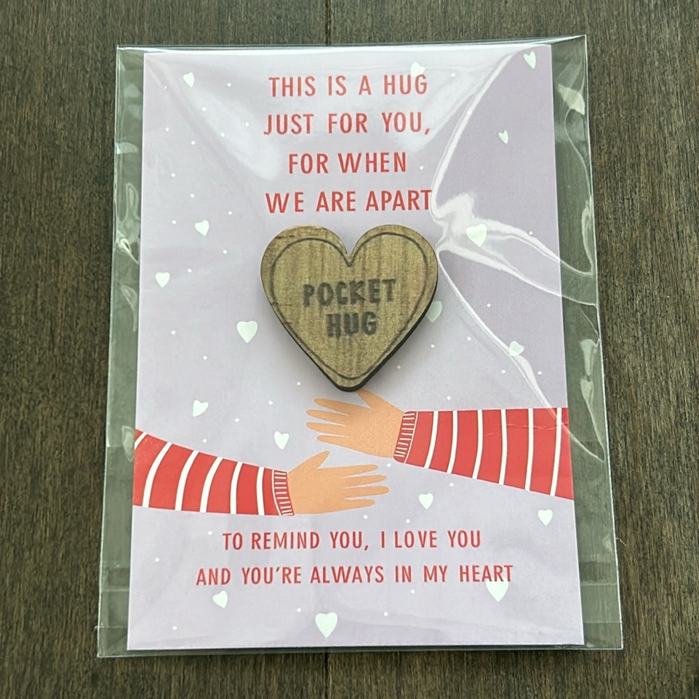 Little Pocket Hug Wooden Token Love Reminder, Encouragement, Miss You Gift